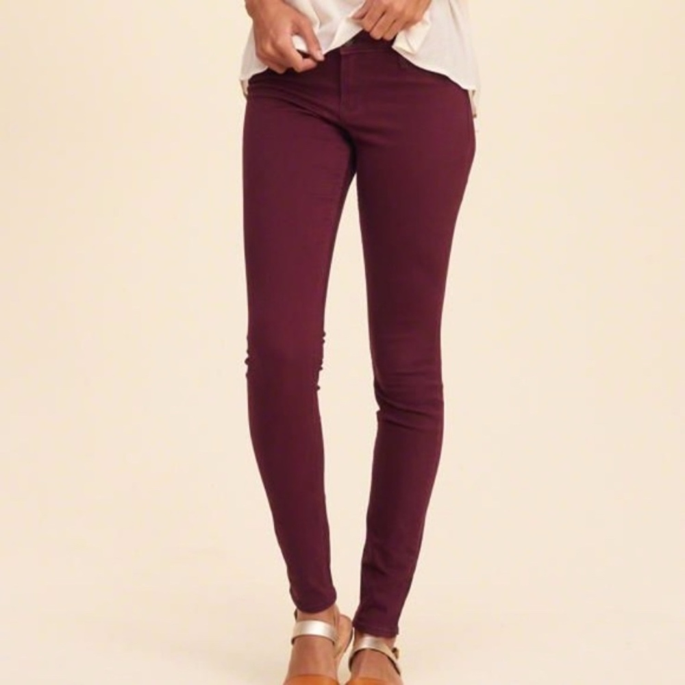 Hollister l Maroon Red Low Waist Super Skinny Jeans Jeggings